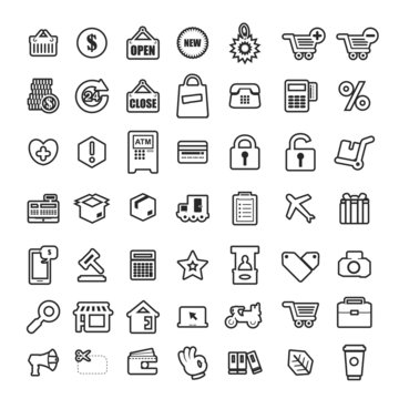 Icon shopping vector set