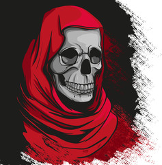 Grim reaper in red robe portrait
