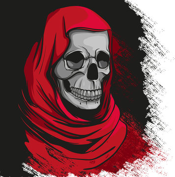 Grim Reaper In Red Robe Portrait