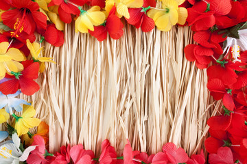 Lei & Hula Background, for holiday and travel related themes.  - obrazy, fototapety, plakaty