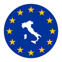 Carte d'Italie dans un drapeau européen