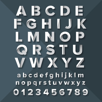 Vector Alphabet Set Silver on Dark Blue background.
