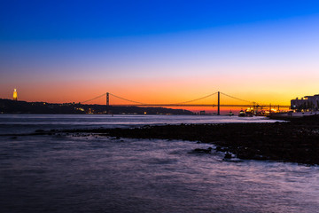 Rail bridge  in Lisbon, Portugal.