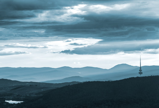 Fototapeta The Black Mountain And Beyond During Dusk Twilight