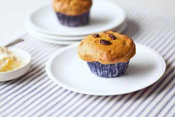 Pumpkin and raisin Muffins - homemade food and gluten-free. 
