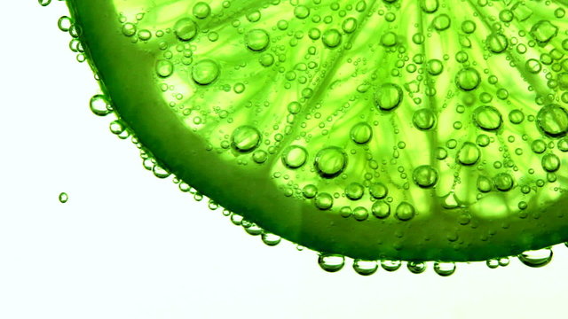 Lime in water with bubbles 