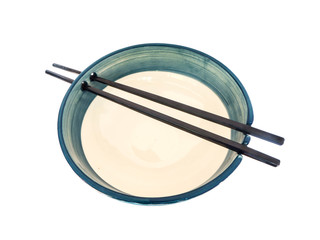 bowl and chopsticks isolated