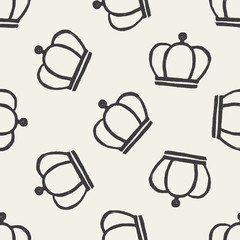 doodle king crown seamless pattern background