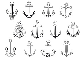 Black outline anchor design elements © Cartoon images