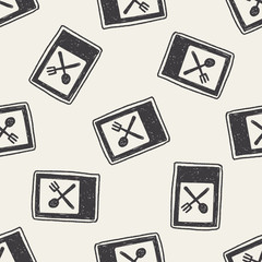 restaurant sign doodle seamless pattern background