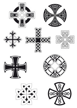 Black crosses with celtic knot ornament
