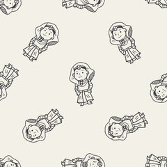 pharaoh doodle seamless pattern background