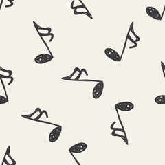 music note doodle seamless pattern background