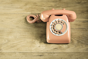 Phone vintage on wood table