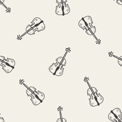 Cello doodle seamless pattern background
