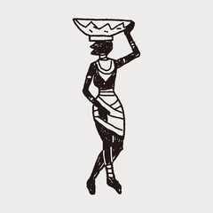 African Vase woman doodle