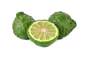 fresh bergamot or Leech Lime on white background