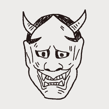 Japan ghost mask doodle