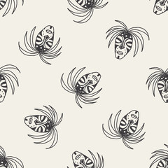 African mask doodle seamless pattern background