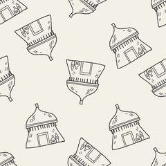 African house doodle seamless pattern background - 85291939