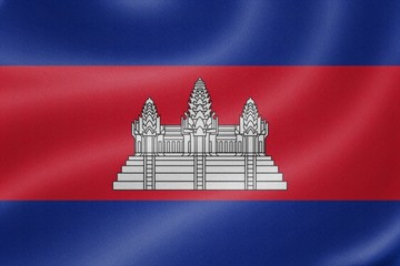 Fototapeta premium Cambodia flag on the fabric texture background