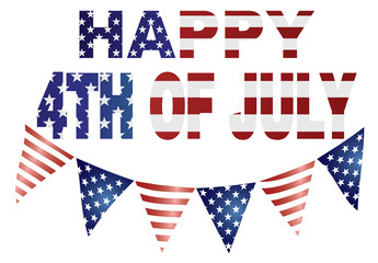 Happy 4th of July with Flags Vector Illustration