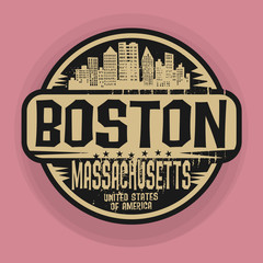 Stamp or label with name of Boston, Massachusetts