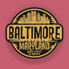 Stamp or label with name of Baltimore, Maryland