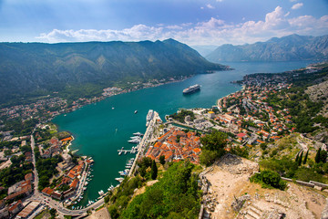 Fototapeta na wymiar Overlooking the Bay of Kotor in Montenegro