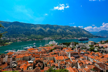 Naklejka na ściany i meble Overlooking the Bay of Kotor in Montenegro