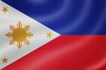 Philippines flag on the fabric texture background