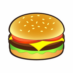 Cheeseburger or hamburger icon for signs and logos