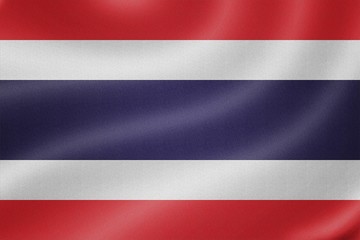 Thailand flag on the fabric texture background
