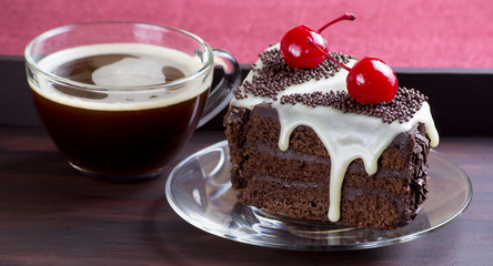 Chocolate cake with coffee