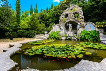 Fototapeta na wymiar Neptune's fountain and lily pond at Trsteno, Croatia