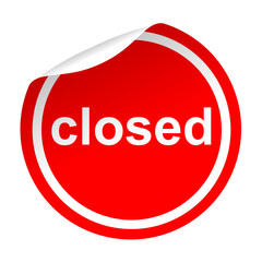 Pegatina roja texto closed