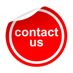 Pegatina roja texto contact us