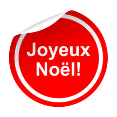 Pegatina roja texto Joyeux Noel!