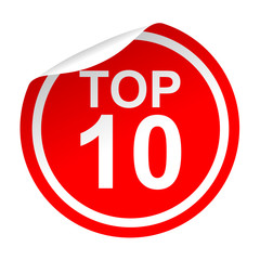 Pegatina roja texto TOP 10