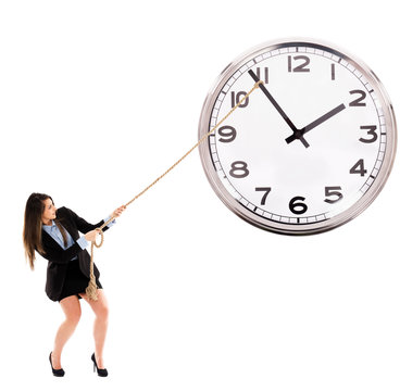 Businesswoman trying to stop time