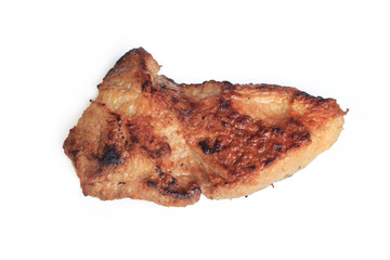 grilled pork chop on white background