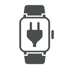 Icono smartwatch enchufe gris