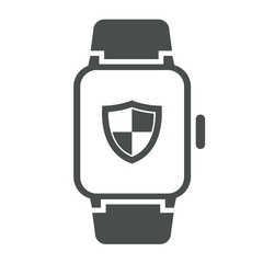 Icono smartwatch escudo gris