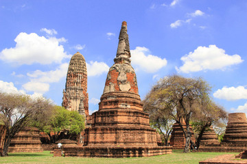 Beautiful ancient Stu pa and nice blue sky background AyutthayaThailand
