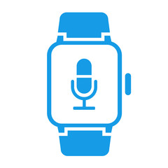 Icono smartwatch microfono azul