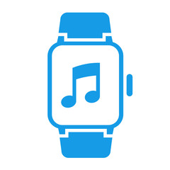 Icono smartwatch musica azul