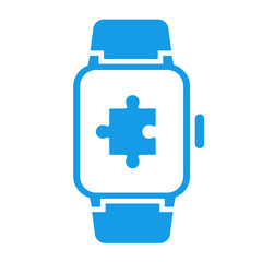 Icono smartwatch puzzle azul