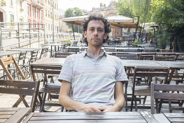 Fototapeta premium young man relaxing in Milan