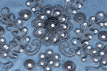 Fabric Background, Fragment of retro tapestry textile pattern wi