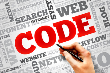 CODE word cloud, business concept